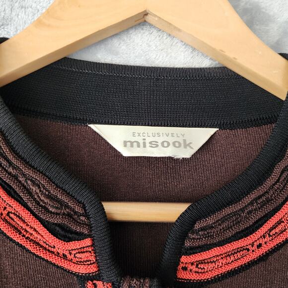 Exclusively Misook Cardigan Sweater Womens XL Cocoa Brown Burnt Orange Vintage - Picture 3 of 6